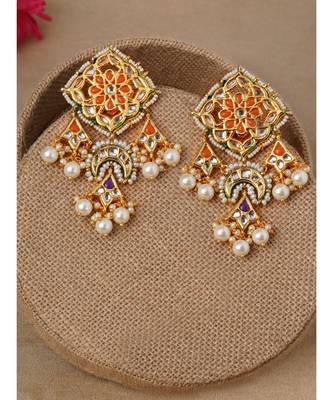 Multi Color Immitation Kundan Polki Dangler Chandelier 3
