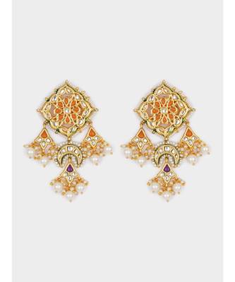 Multi Color Immitation Kundan Polki Dangler Chandelier 4