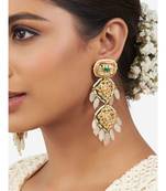 Gold and Green Immitation Kundan Polki Dangler Chandelier