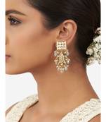 Gold and Blue Immitation Kundan Polki Dangler Chandelier