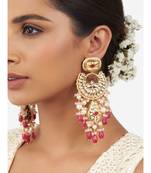 Gold & Red Immitation Kundan Polki Chandbali Chandelier