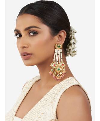 Multi Color Pasa Style Immitation Kundan Polki Dangler Chandelier 2