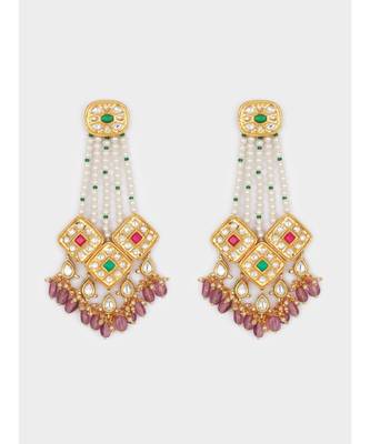 Multi Color Pasa Style Immitation Kundan Polki Dangler Chandelier 4