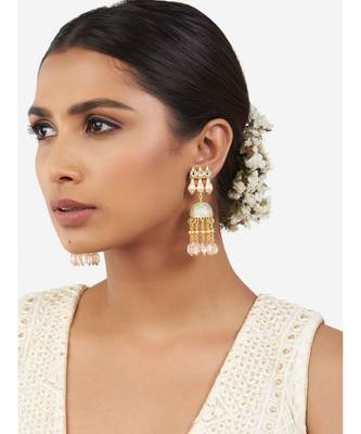 Multi Color Immitation Kundan Polki & Meenakari Dangler Jhumki 2