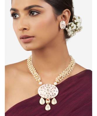 Multi-Color Shell Pearl Necklace Set with Hydro Polkis 1