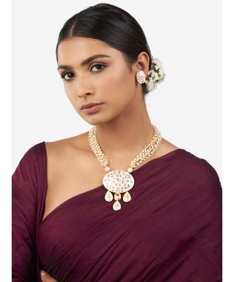Multi-Color Shell Pearl Necklace Set with Hydro Polkis 2
