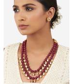 Red and Gold Kundan Polki Necklace Set with Hydro Polkis and Ruby Drops