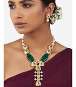 Multi-Color Shell Pearl Necklace Set with Green Agate Beads and Hydro Polkis