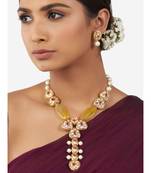 Multi-Color Shell Pearl Necklace Set with Yellow Agate Stones and Hydro Polkis