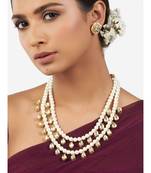 Gold Plated and Off White Shell Pearl Necklace Set with Hydro Polkis