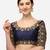 Mesmore Women's Navyblue Art Silk Stitching Round Neck Blouse