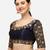 Mesmore Women's Navyblue Art Silk Stitching Round Neck Blouse