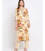 Lemon Vanila Floral Kurti with Straight Palazzo Co-ord Set