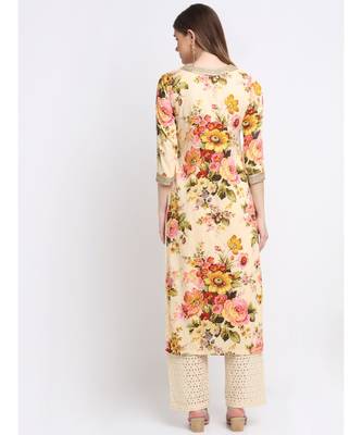 Lemon Vanila Floral Kurti with Straight Palazzo Co-ord Set 2