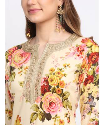 Lemon Vanila Floral Kurti with Straight Palazzo Co-ord Set 4