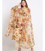 Lemon Floral Kurti with Straight Palazzo and Chiffon Dupatta