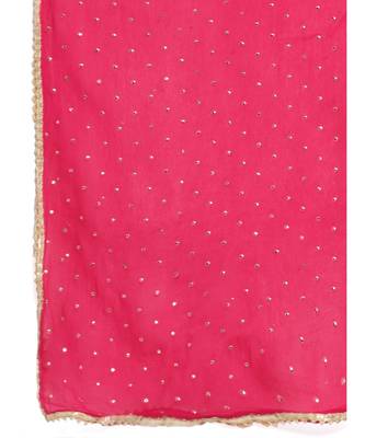 Pink Floral Kurti with Straight Palazzo and Foil Dupatta 6