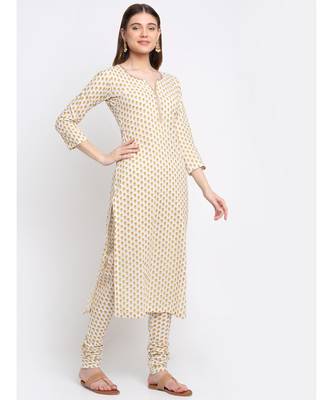 Wild Flower Floral Straight Kurti with Churidaar 3