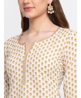 Wild Flower Floral Straight Kurti with Churidaar 4