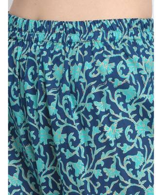 Queens Daisy Floral Straight Kurti with Palazzo and Blue Dupatta 5