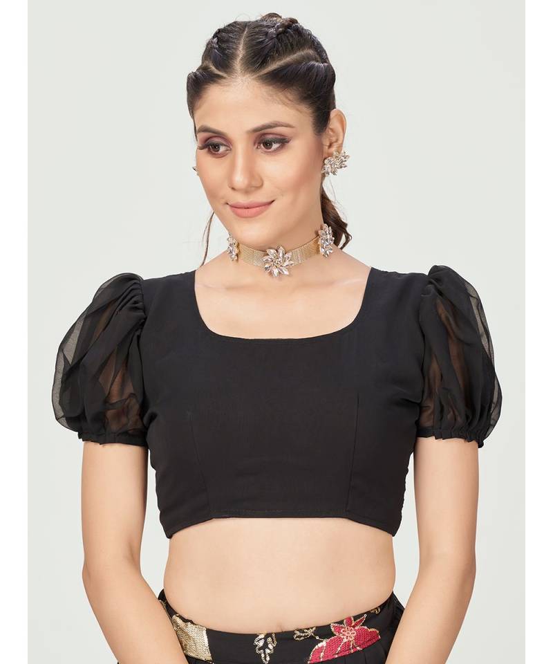 Midnight Black Sequence Embroidered Georgette Lehenga Choli