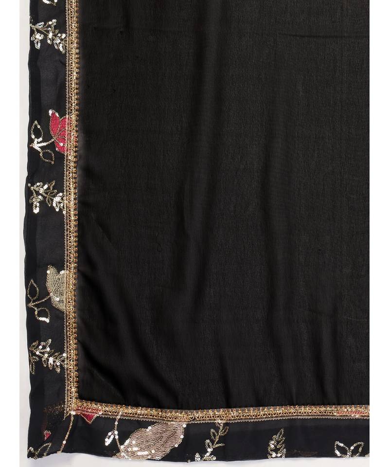 Midnight Black Sequence Embroidered Georgette Lehenga Choli