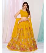Beautiful Yellow Ceremonial Georgette Sequence Lehenga Choli