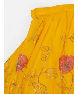 Beautiful Yellow Ceremonial Georgette Sequence Lehenga Choli 8