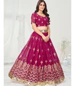 Rani Pink Embroidered Sequence Georgette Lehenga Choli