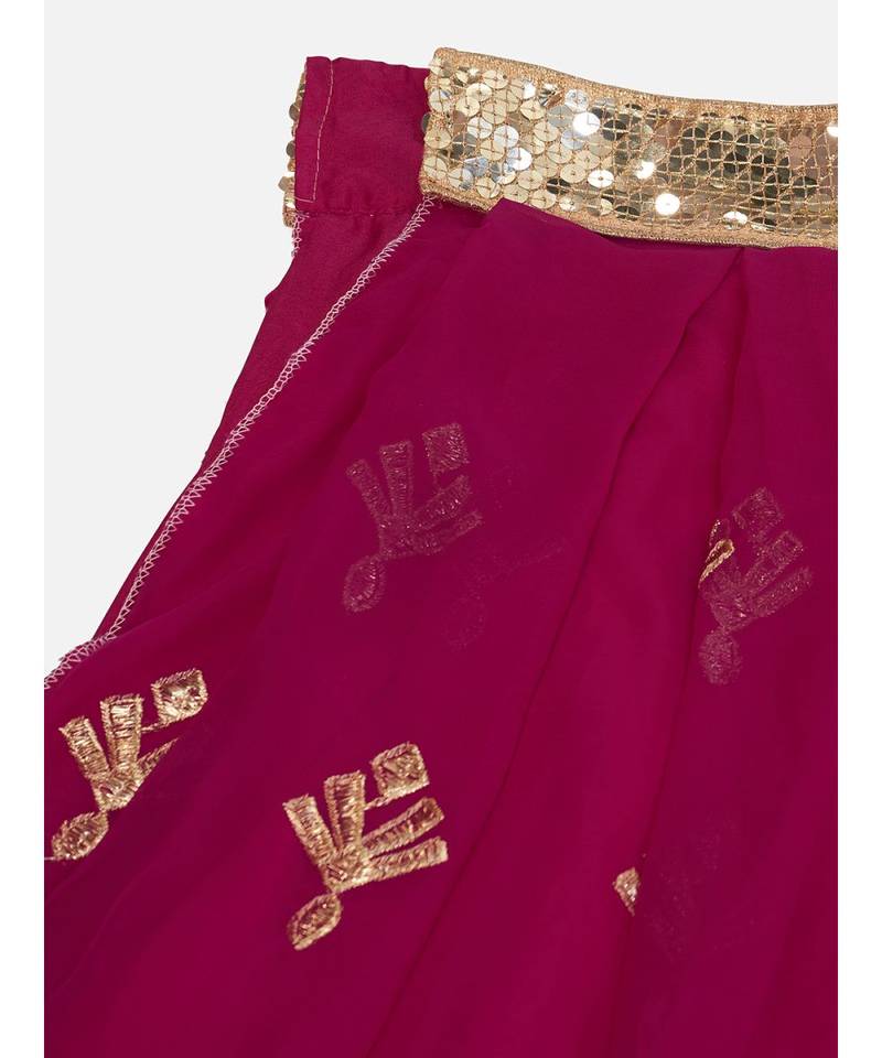 Rani Pink Embroidered Sequence Georgette Lehenga Choli