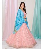 Light Pink Georgette Base Gota Patti Mirror Work Lehenga Choli