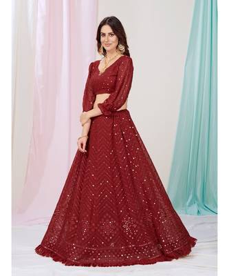 Wedding Special Maroon Georgette Lehenga Choli 5