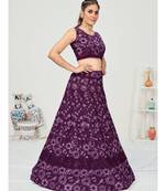 Dark Violet Georgette Lehenga Choli with Net Dupatta