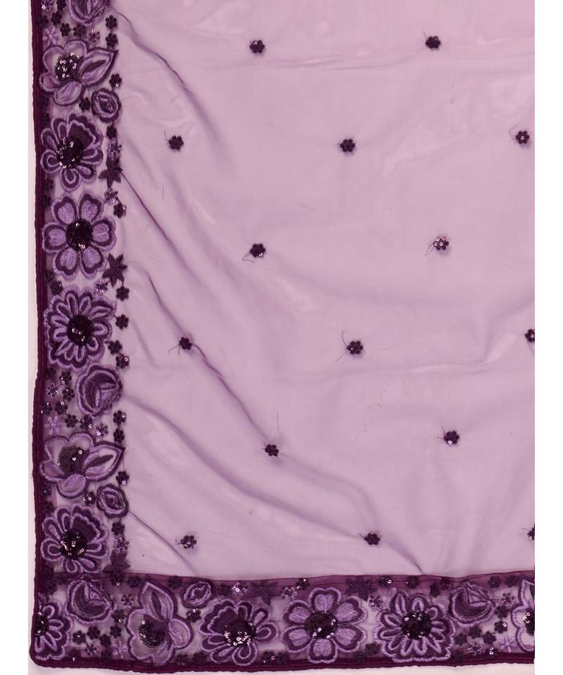 Dark Violet Georgette Lehenga Choli with Net Dupatta