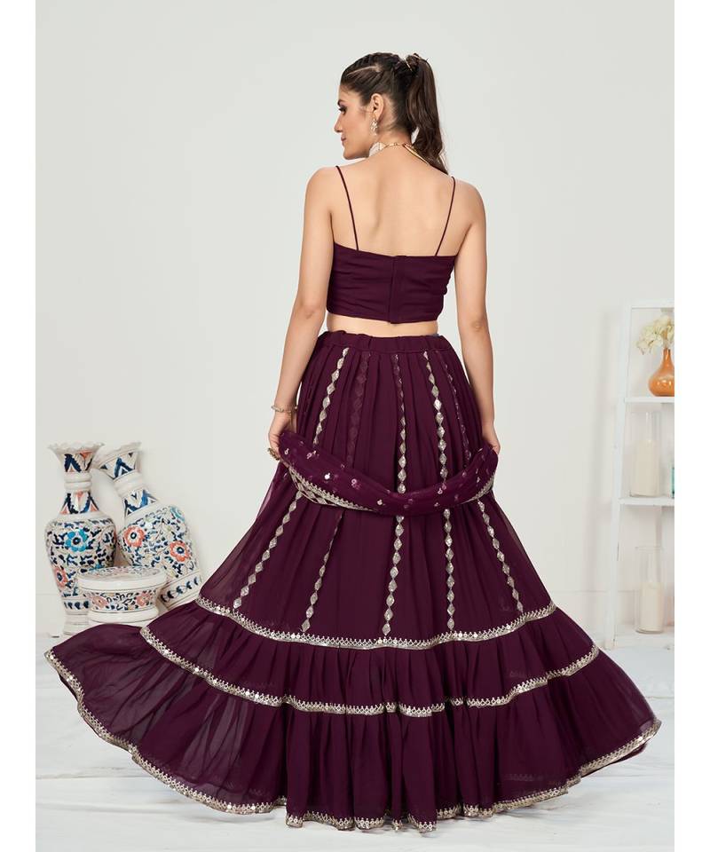 Eggplant Purple Amazing Poly Georgette Lehenga Choli