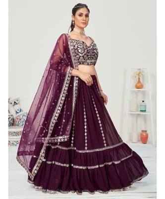 Eggplant Purple Amazing Poly Georgette Lehenga Choli 5