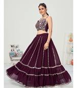 Eggplant Purple Amazing Poly Georgette Lehenga Choli
