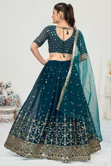Peacock Blue Poly Georgette Based Newest Lehenga Choli
