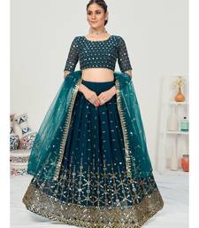 Peacock Blue Poly Georgette Based Newest Lehenga Choli