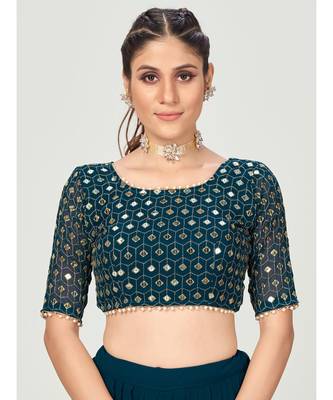 Peacock Blue Poly Georgette Based Newest Lehenga Choli 7