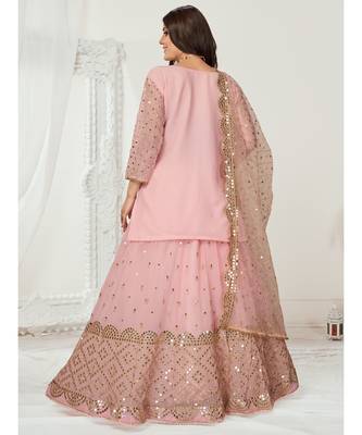 Baker Miller Pink Lehenga Choli In Pure Poly Georgette Fabric 3