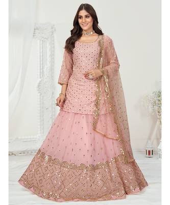 Baker Miller Pink Lehenga Choli In Pure Poly Georgette Fabric 4