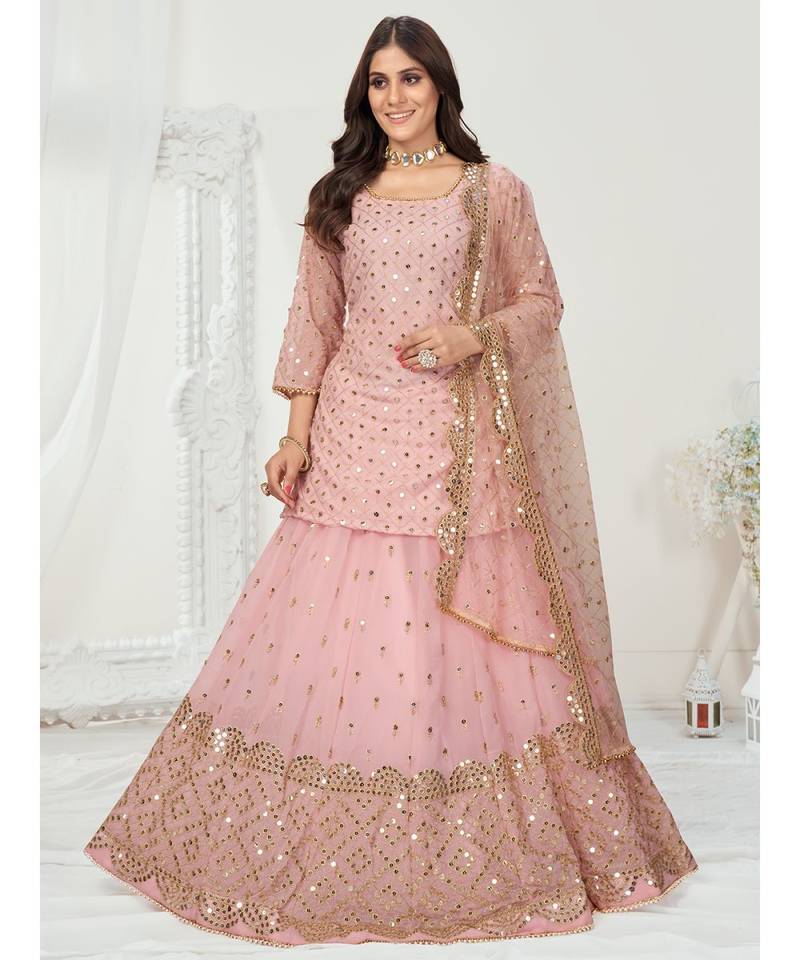 Baker Miller Pink Lehenga Choli In Pure Poly Georgette Fabric