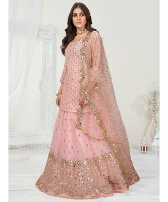 Baker Miller Pink Lehenga Choli In Pure Poly Georgette Fabric 1