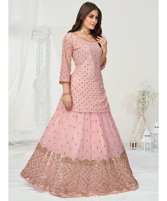 Baker Miller Pink Lehenga Choli In Pure Poly Georgette Fabric 5