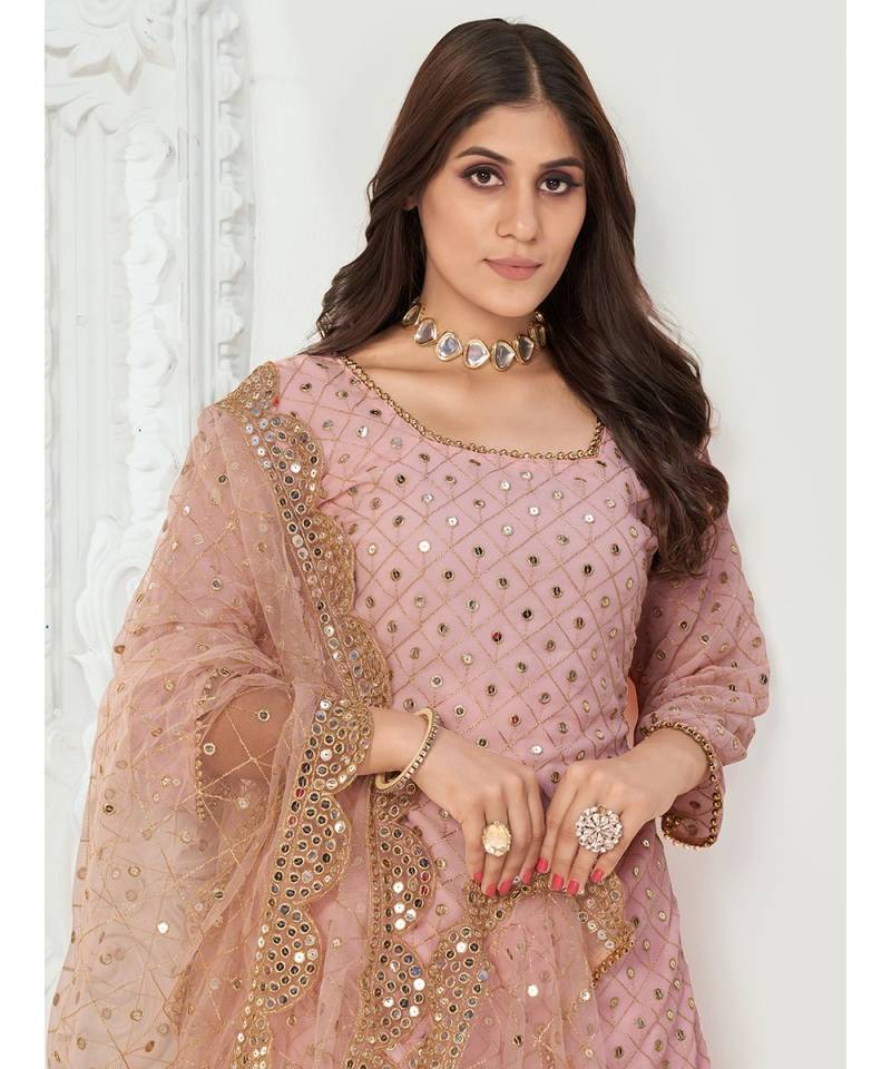 Baker Miller Pink Lehenga Choli In Pure Poly Georgette Fabric