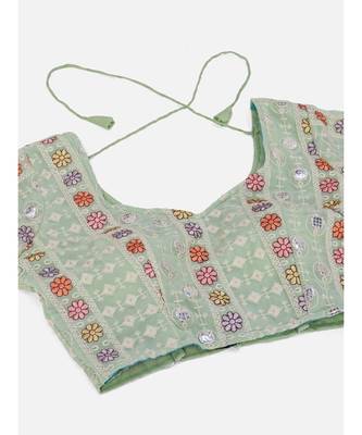 Pistachio Green Multi Thread embroidered Gota Patti Worked Lehenga Choli 2