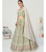 Pistachio Green Multi Thread embroidered Gota Patti Worked Lehenga Choli
