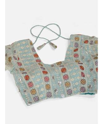 Baby Blue Colored Multi Thread Worked Lehenga Choli 2