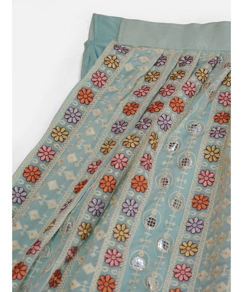 Baby Blue Colored Multi Thread Worked Lehenga Choli